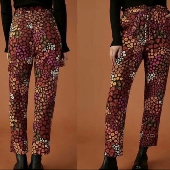 FARM Rio x Anthropologie Elodie Drawstring Floral Heart Cropped Pants Sz. S - Picture 2 of 4